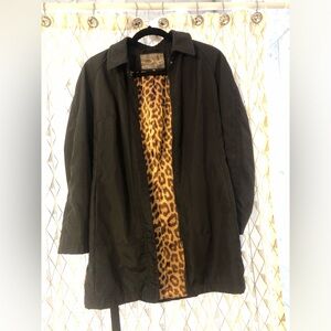 Gallery black, single breasted belted coat - sz Petite Medium